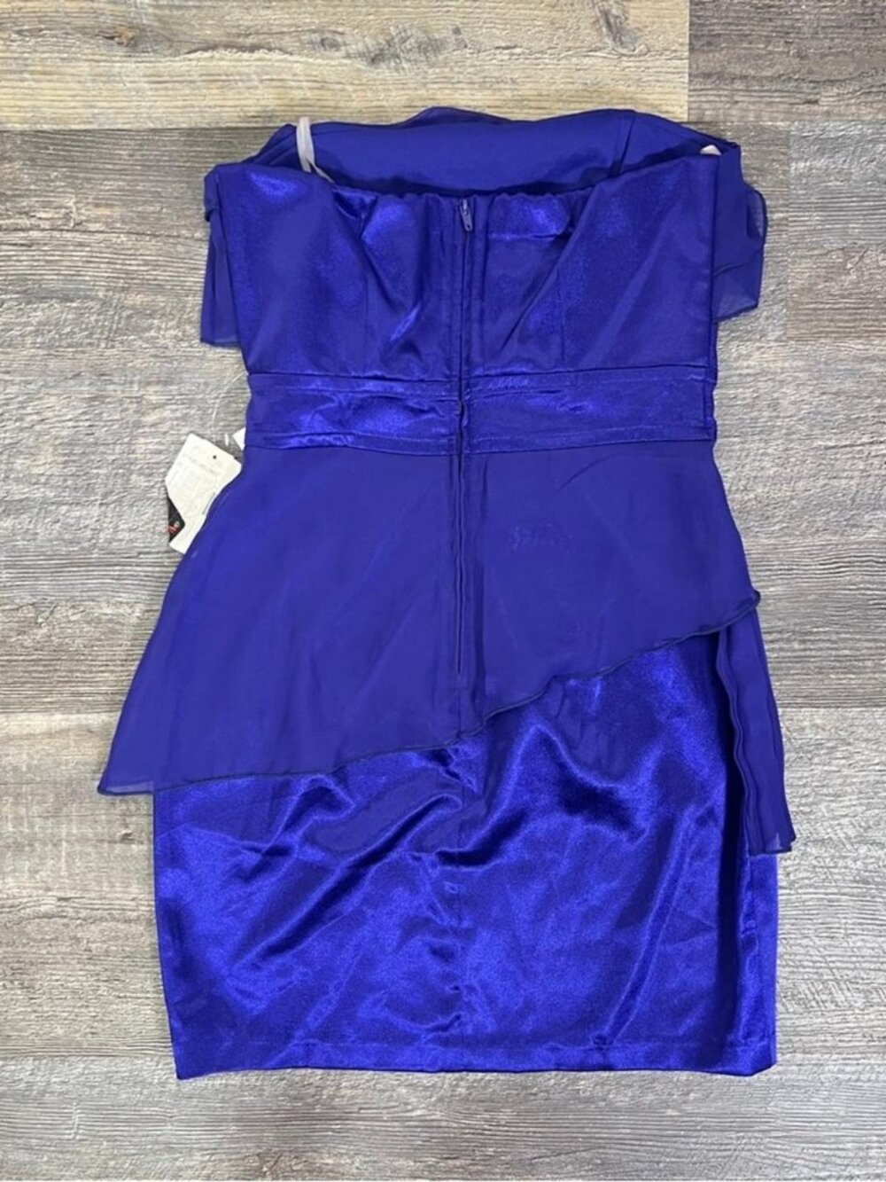 purple strapless satin finish